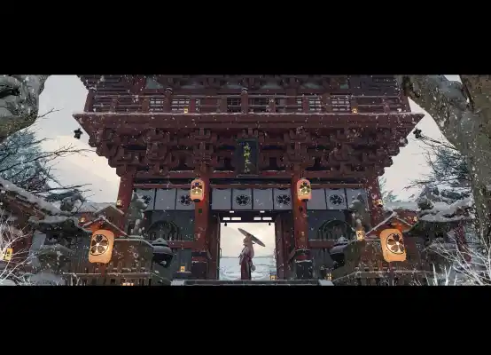 4k冬天壁纸 - 伞 - 树 - 雪「哲风壁纸」