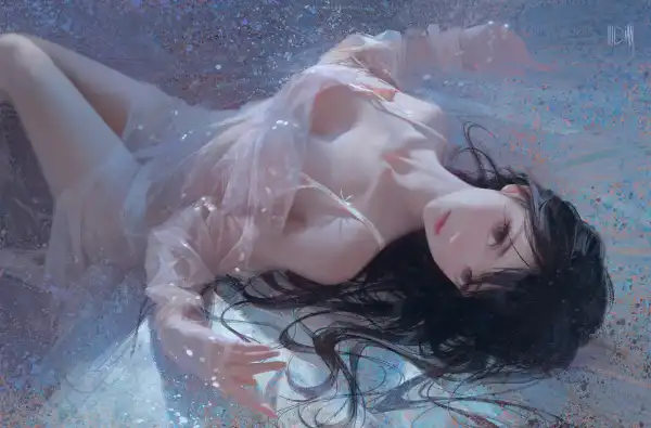 7k湿的壁纸-长发 - 黑发-湿衣服「哲风壁纸」