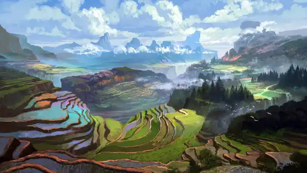 3k插图壁纸-云 - 山-日光「哲风壁纸」