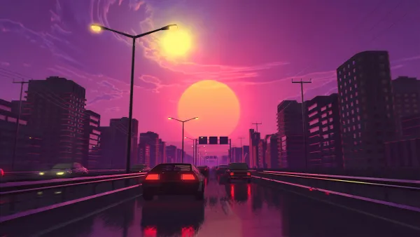 4k城市壁纸-车 - 天空-太阳「哲风壁纸」