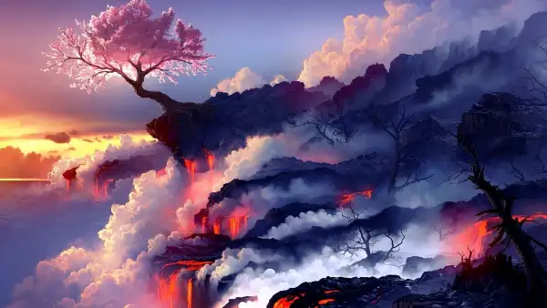 2k景观壁纸-云 - 树-樱花「哲风壁纸」