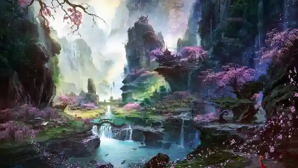 2k光环壁纸-树 - 桥-河「哲风壁纸」