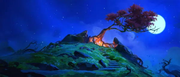 4k夜晚壁纸-树 - 夜景-天空「哲风壁纸」