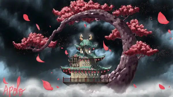 8k寺庙壁纸-树 - 风-绘画「哲风壁纸」