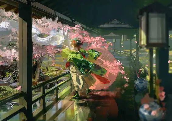 2k反射壁纸-伞 - 水-龙「哲风壁纸」