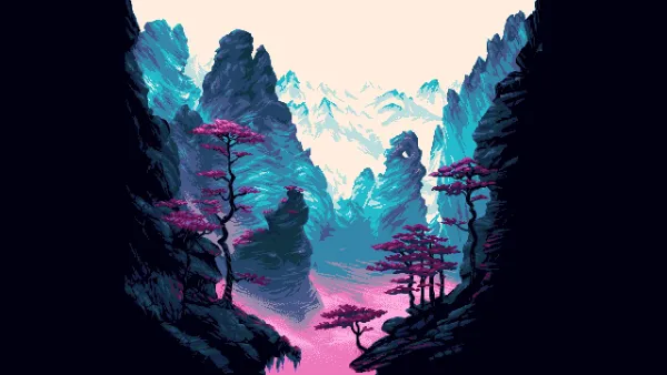 2k自然壁纸-山 - 树-像素艺术「哲风壁纸」