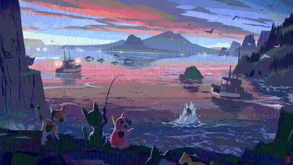 8k幽默壁纸-山 - 水-猫「哲风壁纸」