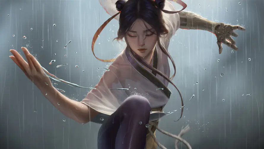 2k战士壁纸-黑发 - 艺术品-动漫女孩「哲风壁纸」