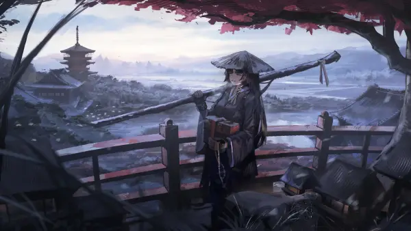 2k树叶壁纸-雪 - 动漫女孩-明日方舟「哲风壁纸」