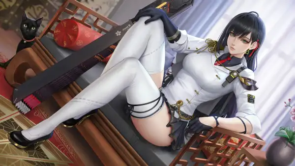2k绘画壁纸-猫 - 腿-袜子「哲风壁纸」