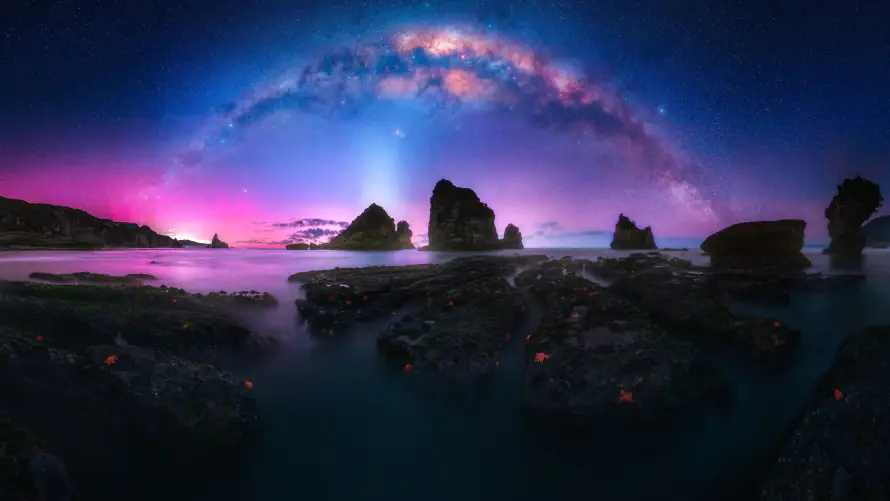 4k反射壁纸-海 - 夜晚-天空「哲风壁纸」