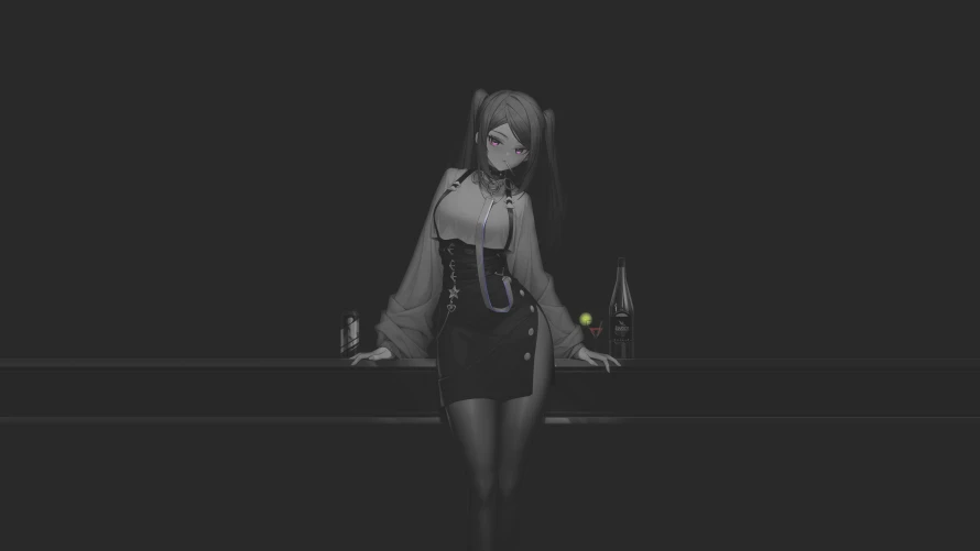 4k单色壁纸-插图 - 酒精-动漫女孩「哲风壁纸」
