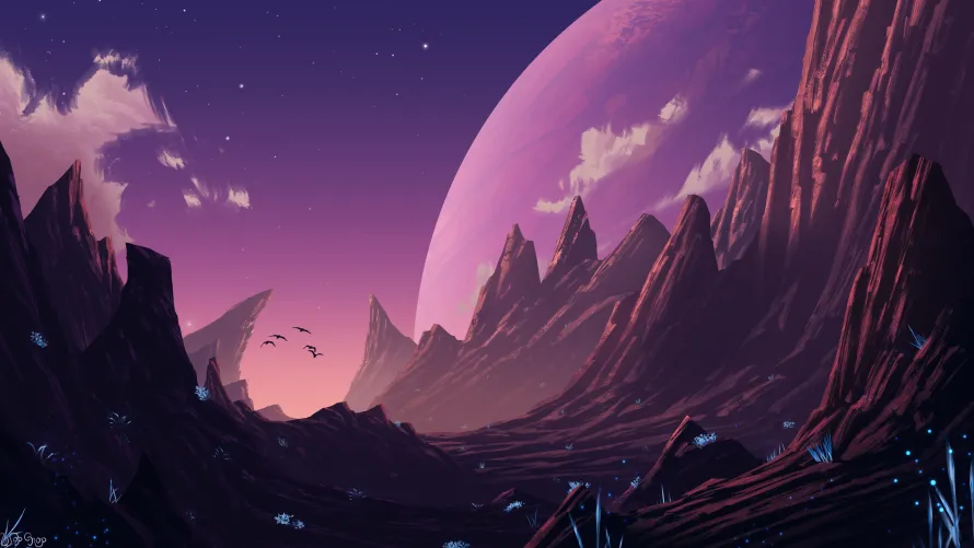4k插图壁纸 - 山 - 星星 - 景观「哲风壁纸」