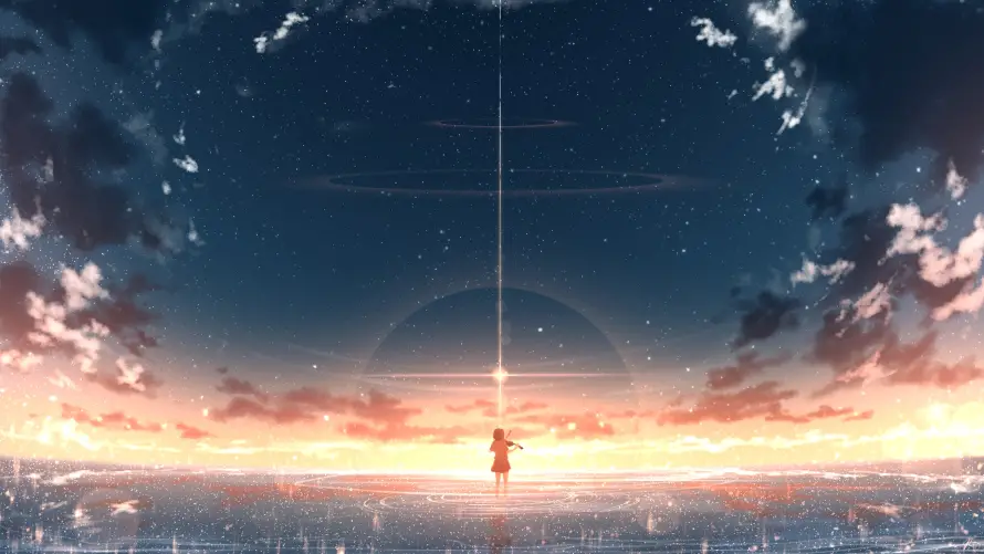 2k乐器壁纸-日落 - 星星-星空「哲风壁纸」