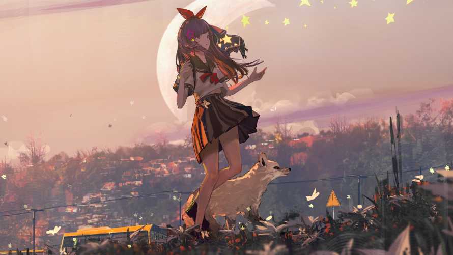 6k星星壁纸-狼 - 校服-阿苏尔「哲风壁纸」