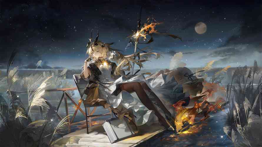 4k喇叭壁纸-星夜 - 星星-月亮「哲风壁纸」