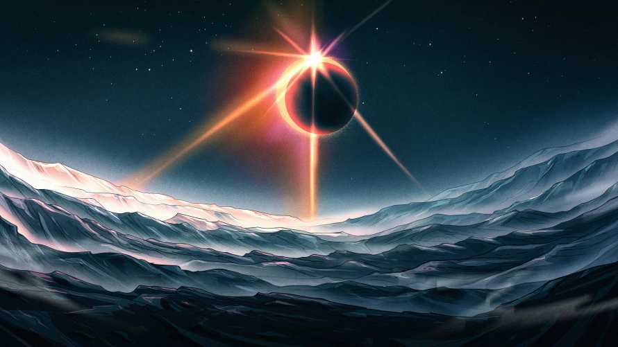 4k星夜壁纸-水 - 蚀-月亮「哲风壁纸」