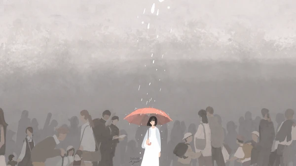 4k孤独壁纸-伞 - 雨-阴沉「哲风壁纸」