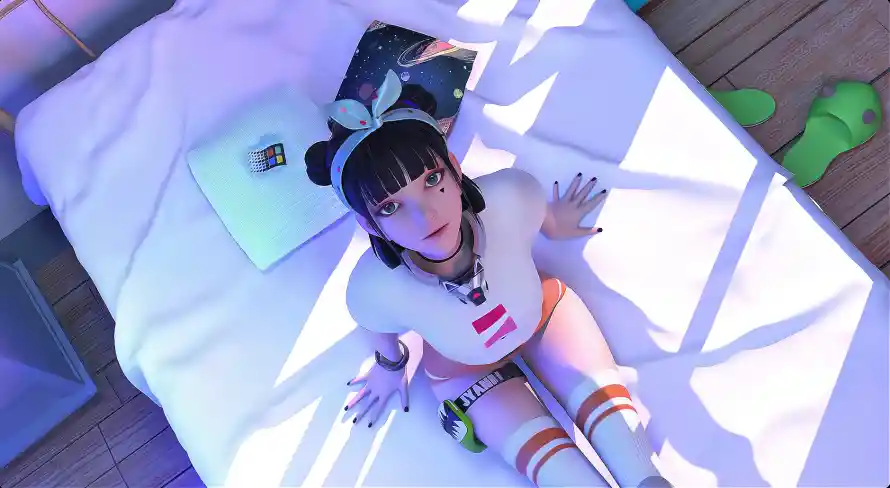 2k集原美壁纸-仰望天空 - 坐在床上-奇幻少女「哲风壁纸」