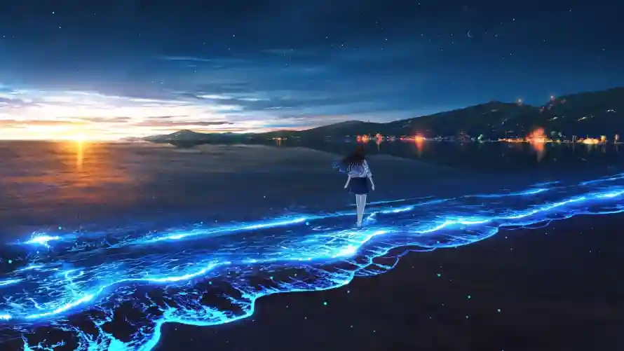 2k海浪壁纸-海边少女 - 桌面-免费下载「哲风壁纸」