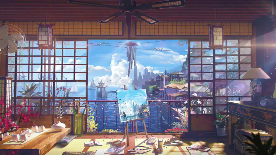 2k插画壁纸-绘画室 - 桌面-免费下载「哲风壁纸」