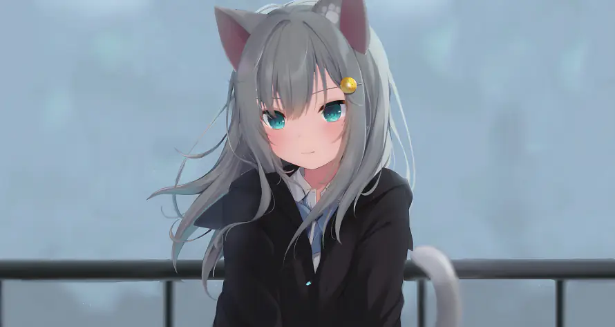 4k二次元壁纸-猫羽雫 - 动漫女孩-猫耳猫尾装「哲风壁纸」