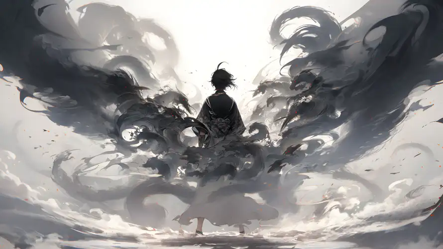 2k少年壁纸-插画 - 水墨画风-免费下载「哲风壁纸」