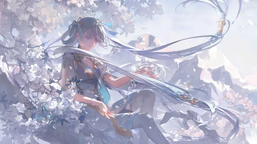 4k插画壁纸-隐/出水芙蓉 - 桌面-免费下载「哲风壁纸」