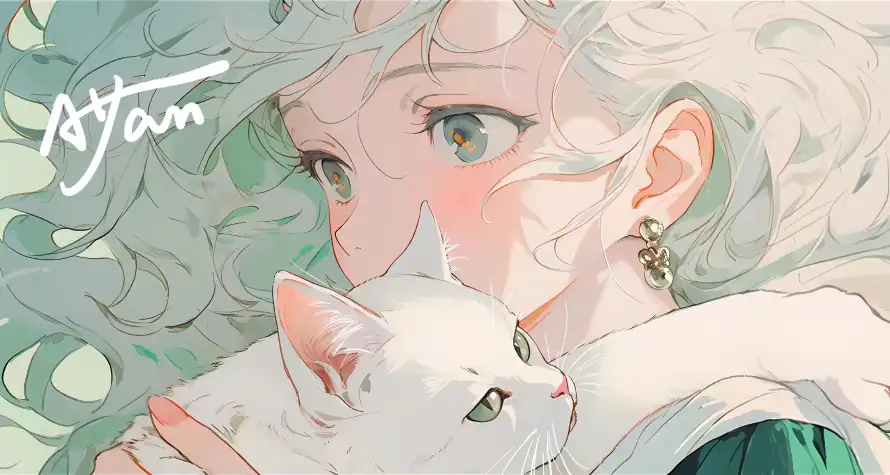 2k少女壁纸-猫 - 桌面-免费下载「哲风壁纸」
