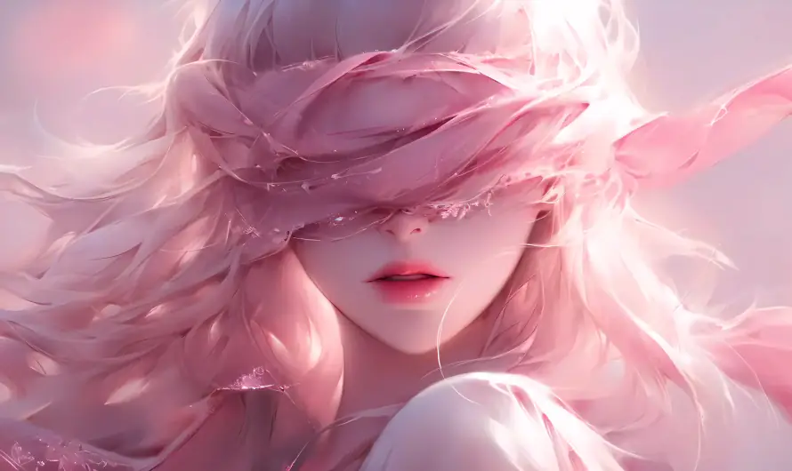 4k美女壁纸-粉色系 - 蒙眼女孩-免费下载「哲风壁纸」