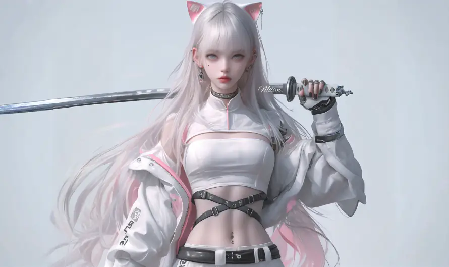 3k猫女壁纸-美女 - 女武士-武士刀「哲风壁纸」