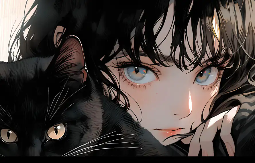 4k女孩壁纸 - 黑猫女孩 - 电脑壁纸 - wallpaper「哲风壁纸」