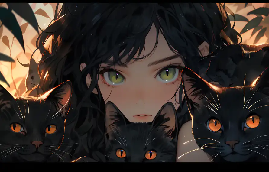 4k女孩壁纸 - 黑猫女孩 - 电脑壁纸 - wallpaper「哲风壁纸」