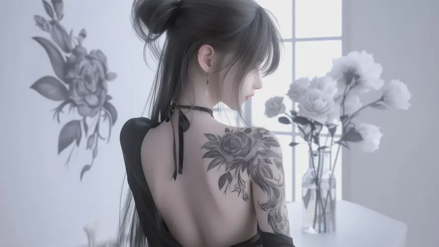 4k艺术壁纸-纹身美女 - 白色系美女壁纸-免费下载「哲风壁纸」
