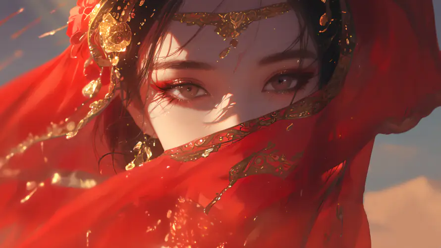 4k古风壁纸-美女 - 红衣古装-免费下载「哲风壁纸」