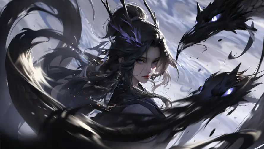 6k插画壁纸-暗夜龙女 - 桌面-免费下载「哲风壁纸」