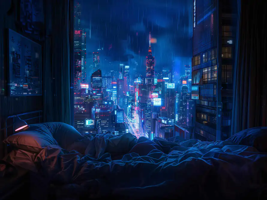4k卧室壁纸-夜景 - 桌面-免费下载「哲风壁纸」