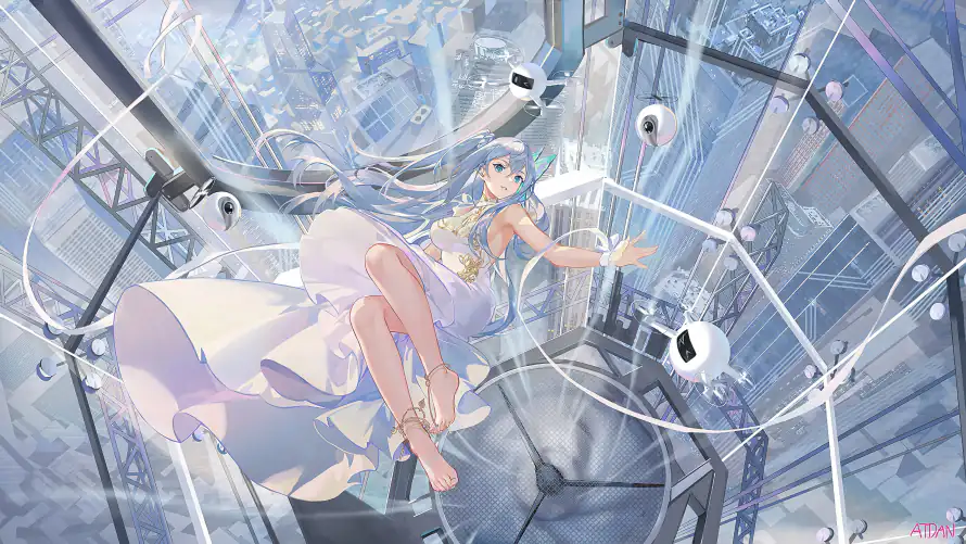 4k蓝色壁纸-少女动漫 - 桌面-免费下载「哲风壁纸」
