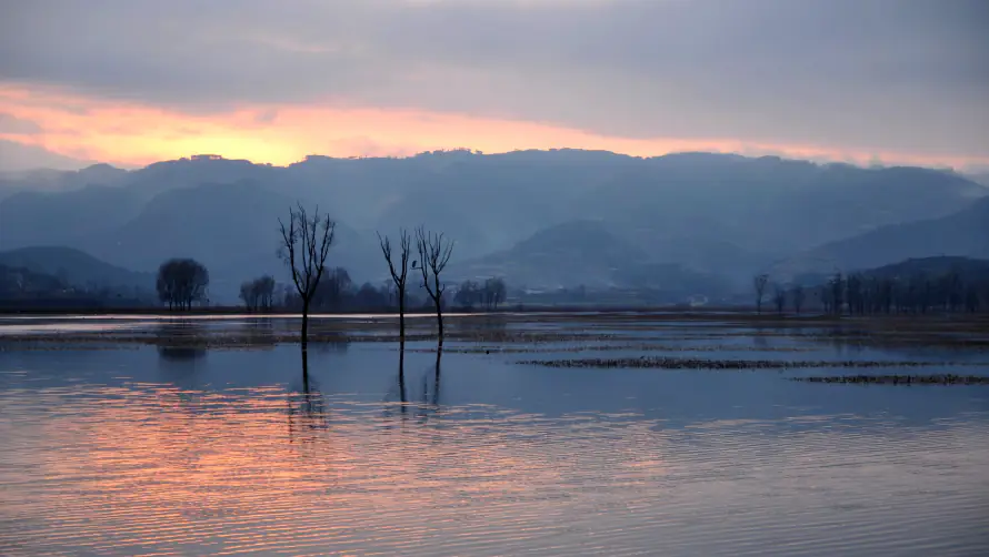 3k山峦壁纸-湖泊 - 自然美景-夕阳的湖泊「哲风壁纸」