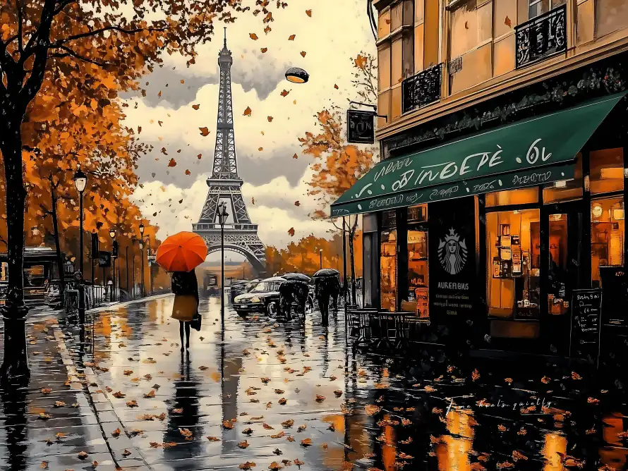 4k下雨壁纸 - 铁塔 - 咖啡店 - wallpaper「哲风壁纸」