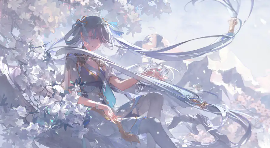 3k插画壁纸-白-出水芙蓉 - 桌面-免费下载「哲风壁纸」