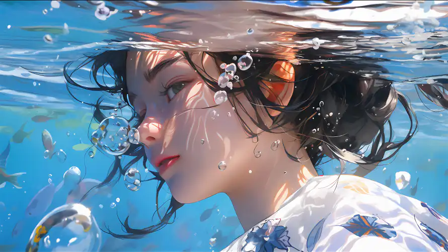 4k动漫壁纸-原画艺术 - 海洋女孩-免费下载「哲风壁纸」
