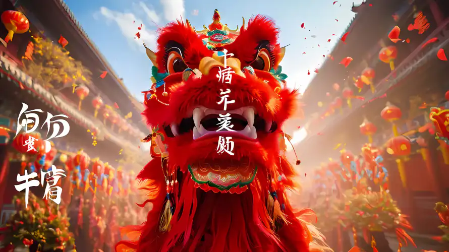 3k喜庆壁纸-舞狮 - 中国文化-免费下载「哲风壁纸」