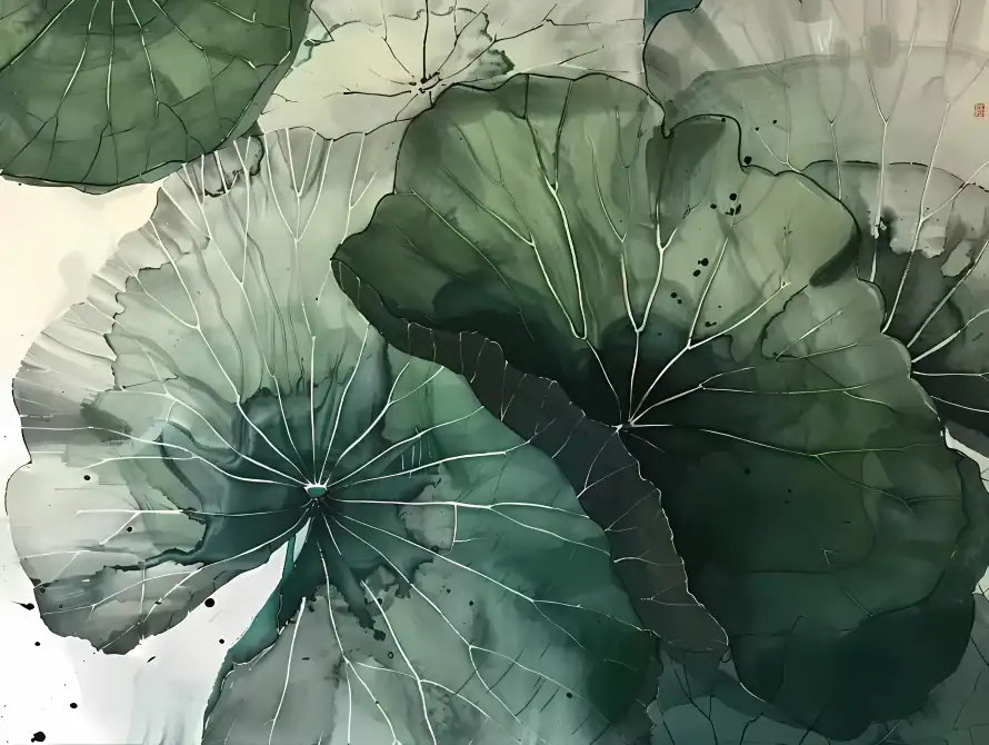 3k水墨风壁纸-池塘荷叶 - 艺术绘画-免费下载「哲风壁纸」