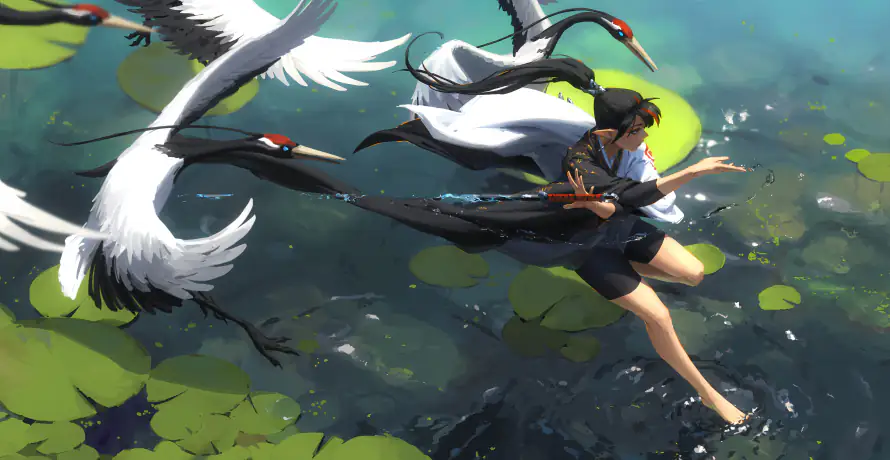 5k插画壁纸-鹤 - 桌面-免费下载「哲风壁纸」