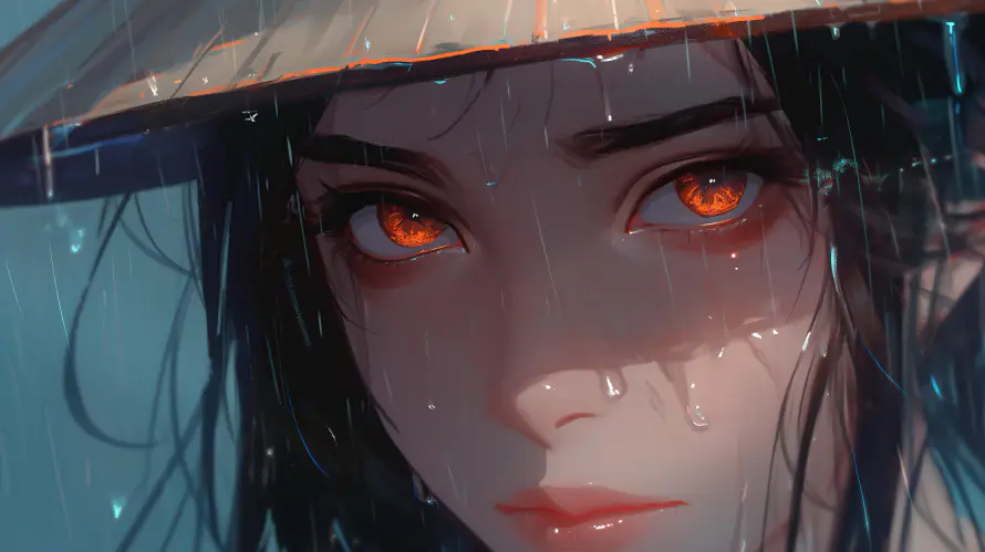 6k草帽美女壁纸-雨中女孩 - 桌面-免费下载「哲风壁纸」