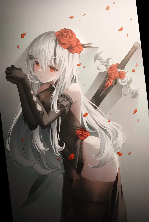 4k白毛壁纸 - 黑丝 - 手机壁纸 - wallpaper「哲风壁纸」