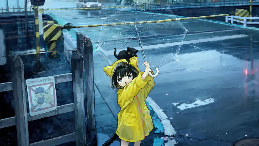 4k下雨壁纸-小女孩 - 桌面-免费下载「哲风壁纸」