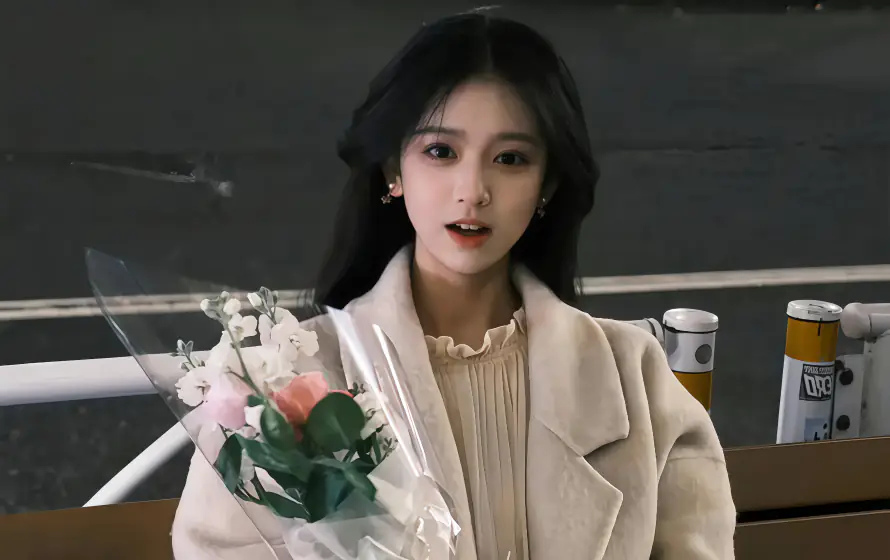 5k甜妹壁纸-女生送花 - 真人美女-白月光女孩「哲风壁纸」