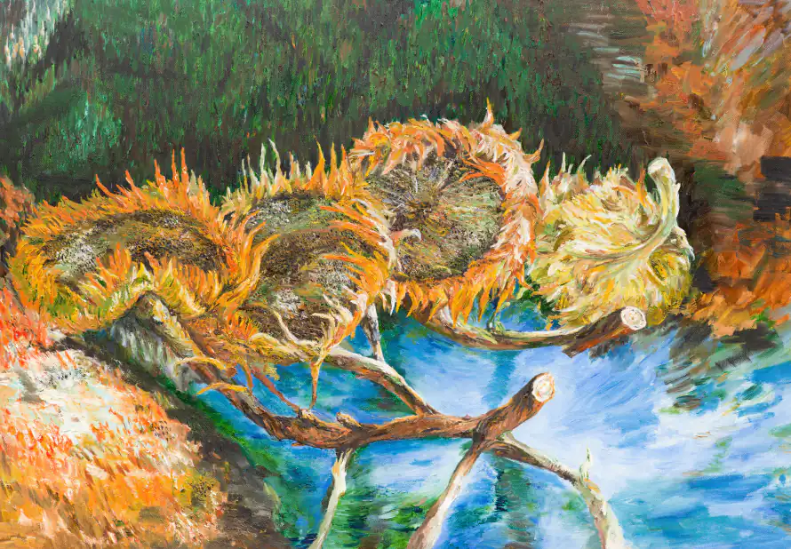 2k梵高壁纸-艺术品 - 向日葵油画-免费下载「哲风壁纸」